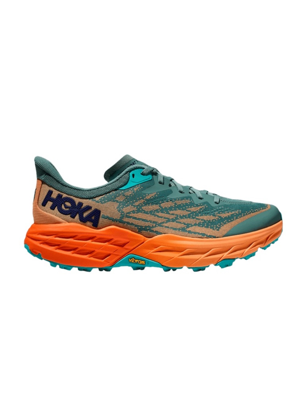 Hoka Men's Speedgoat 5 trail running shoes in the Trellis/Mock Orange Size 12D